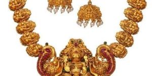 Golden Brass Bridal Temple Jewellery Set