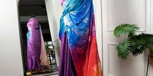 Multicolor Satin Silk Printed Saree