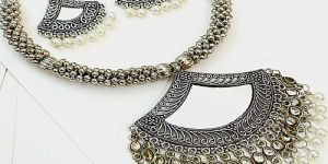 Party Wear Silver Oxidized Necklace Set