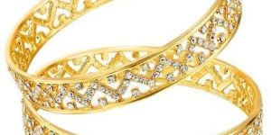 Stone Work Golden Imitation Bangle Set