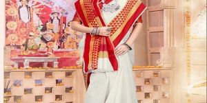 White and Red Border Bengali Tant Saree