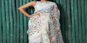 White Organza Silk Saree