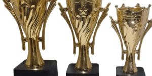 Gold Plated Metal Trophy with Wooden Base