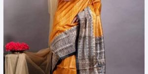 Tussar Ghicha Madhubani Painting Saree