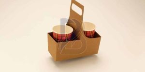 2 Cup Holder with Handle Kraft Paper Tray