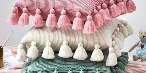 Knitted Tassel Decorative Throw Cushions