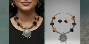 oxidized women choker metal necklace set