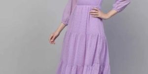 Ladies Lavender Georgette Long Dress