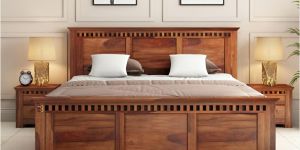 Tia Handicraft Sheesham Wooden Bed Queen Size