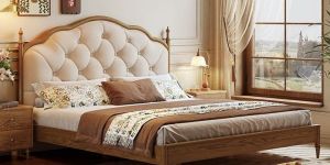 Elegant Tufted Headboard Bed Frame