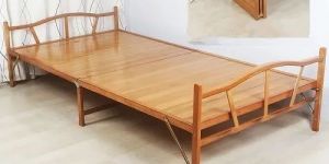 Foldable Wooden Single Bed with Mattress