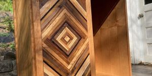 Handcrafted Wood Storage Cabinet with Barn Door