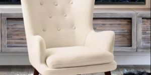 Lounge Chair Upholstered with Wooden Legs