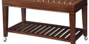 Modern Walnut Wood Rolling Coffee Table