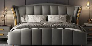 Premium Leatherette Bed with Padded Backrest