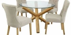 Round Glass Dining Table with 4 Chairs