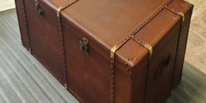 Vintage Style Leather Trunk Storage Box