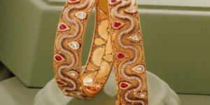 Gold Bangle with Stone