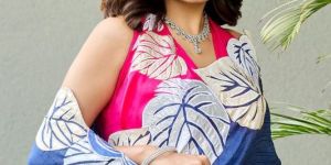 Blue Cotton Crushed Saree