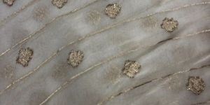 Organza Khadi Fabric with Jaal Embroidery Fabric