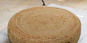 premium round hand-braided floor cushion