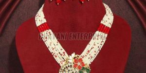 Jaipuri Kundan & Meenakari Beaded Necklace Set with Earrings