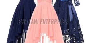 Ladies Lace and Chiffon High-Low Party Dress