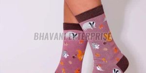 Soft & Eco-Friendly Women's Bamboo Socks with Woodland Animal Print
