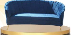 Velvet 4 Seater Wooden Sofa