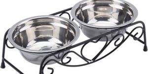 Stainless Steel Double Dinner Wire Stand With Bowl