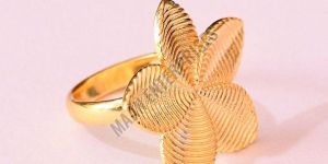 Brass Flower Ring with Pearl Center