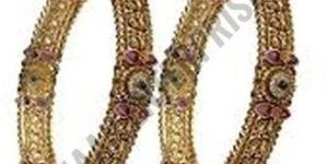 Designer Brass Bangles with Gemstone Accents