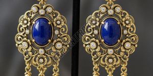Elaborate Gold-Plated Brass Earrings