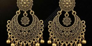 Ethnic Brass Chandbali Earrings