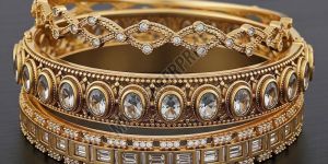 Gold Plated Brass Bangles with Zircon Stones