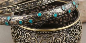 Oxidized Brass Bangle Set