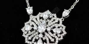 Silver Plated Cz Stone Necklace