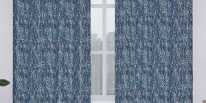 Berlin Jacquard Curtain Blue Design no.1002 SR.no. 50 Ring Style