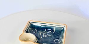 Indigo Wave Ceramic Snack Plate