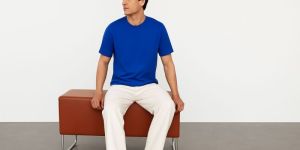 Polyester Dot Knit Round Neck T Shirt