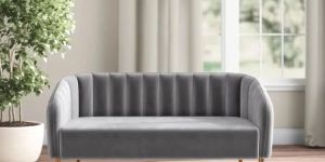 Velvet Round Arm Loveseat Sofa