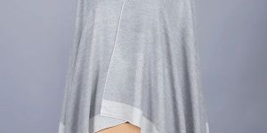 Light Grey Solid Women Poncho