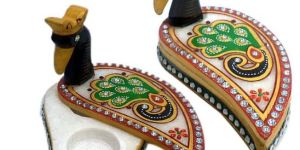 Hand Painted Marble Peacock Chopra