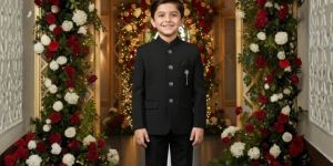 Kids Black Jodhpuri Suit for Weddings