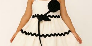 Baby Girl White & Black Fancy Sleeveless Party Wear Frock