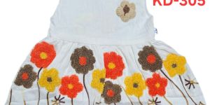 Baby Girl White Floral Embroidered Cotton Frock