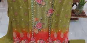 Digital Printed Muslin Silk Embellished Unstitched Co-ord Sets Fabric