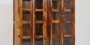handcrafted solid wood glass door display cabinet