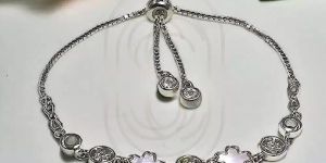 Sterling Silver Floral Design Adjustable Bracelet