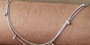 Tiny Little Ball Charm Sterling Silver Anklet